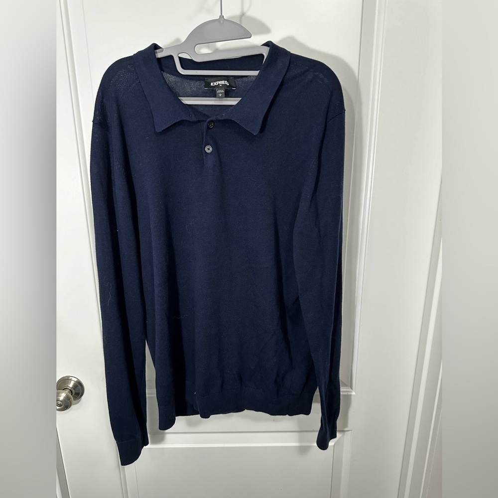 Express Cotton Navy Blue Long Sleeve Sweater Size Large